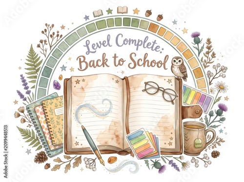 Magical back to school concept with open book