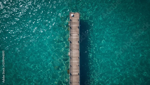 Pier Over Clear Water at a Beach During Mid-Afternoon With People Enjoying th...