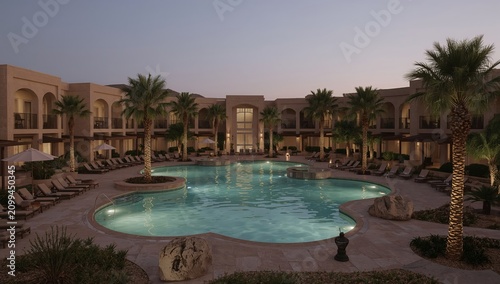 Sunset at a Serene Garden With Water, Rocks, Trees, and Plants in a Peaceful ...