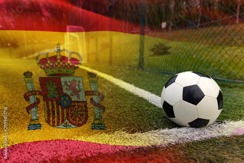 Soccer ball and the flag of Spain