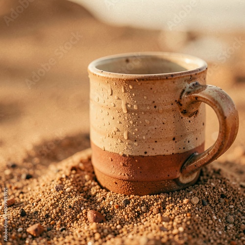 Rustic Ceramic Mug In Desert Sand.