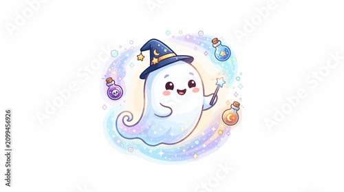 Smiling ghost wearing a hat.