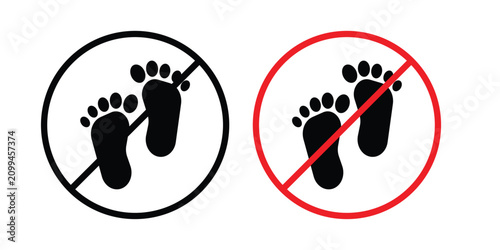 Obraz na plátně No foot print sign black and white pictogram set