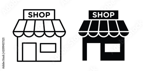 Foto Local store icon black and white pictogram set