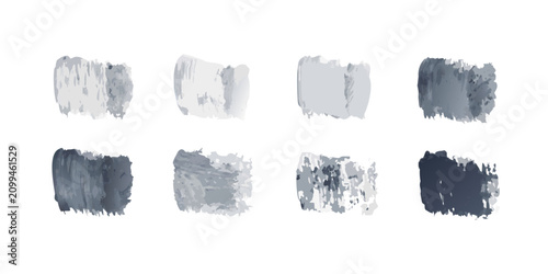 Set of monochromatic abstract brush strokes on white background