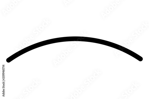 Simple black curved line vector shape isolated on a plain surface