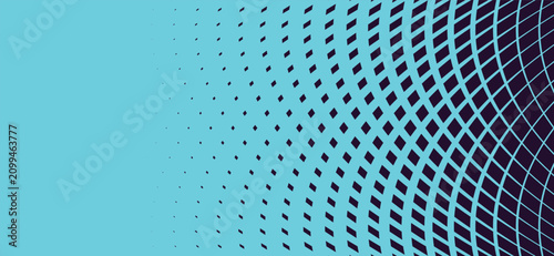 Schilderij op canvas Warped intersecting grid pattern with a turquoise and purple color scheme digita