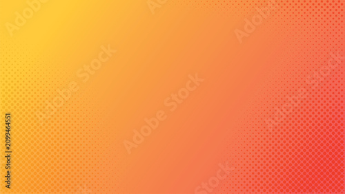 Abstract Warm Yellow to Red Halftone Gradient Background, Retro Pop Art Comic Dot Texture Vector