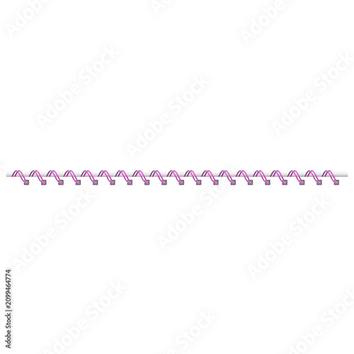 Φωτογραφία Realistic, steel, pink spring for attaching paper sheets.