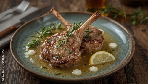 Delicious Lamb Chops Served With Flavorful Sauce and Side of Rice on a White ...