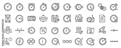 Φωτογραφία Time management and clock line icon set