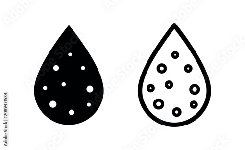 Fotografie Teardrop or water drop with spots liquid icon, solid and outline vector styles