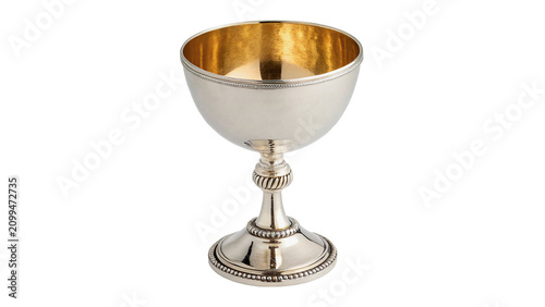 Fotografía Luxury silver or white gold chalice goblet isolated on transparent background