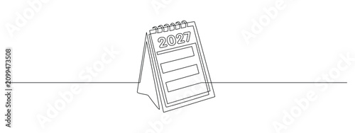 Foto Loose-leaf calendar 2027 in one continuous line drawing