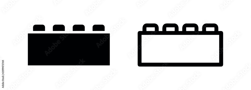 Fototapeta premium Building block toy icon, black and white