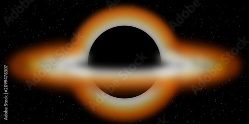 Obraz na płótnie Digital Drawing Black Hole Illustration with Glowing Accretion Disk in Deep Spac