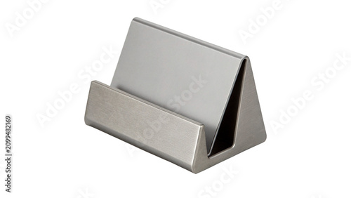 Εκτύπωση καμβά Metallic silver desktop business card holder organizer isolated on transparent b