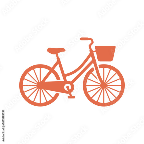 Bicycle side view with basket vector icon