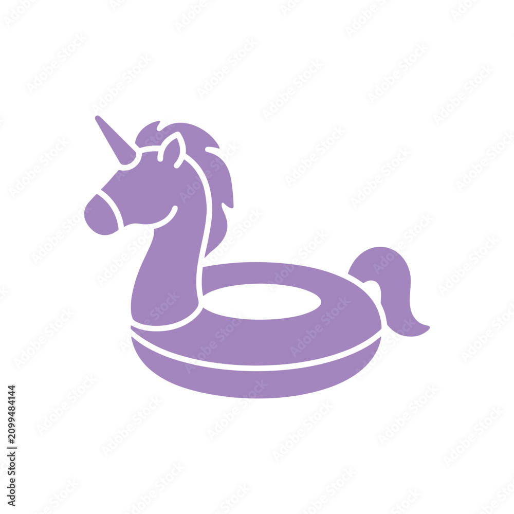 Obraz premium Inflatable unicorn pool float icon in purple color