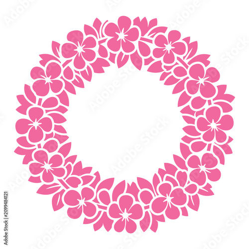Pink flower lei garland circle icon