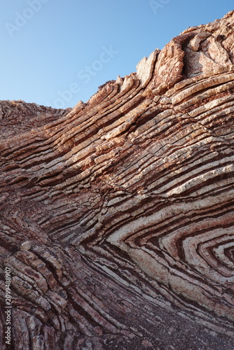 Folded Sedimentary Rock Layers in Oman Desert Outcrop