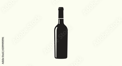 Bild auf Leinwand Minimalist black wine bottle silhouette icon