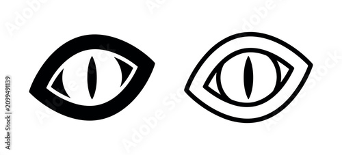 Bild auf Leinwand Animal eye icon with vertical pupil, mysterious cat or dragon eye illustration