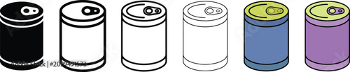 Tin Can Food Icon Set – Metal Container, Canned Food & Storage Vector Collection