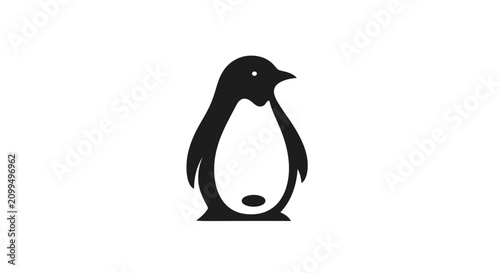 Minimalist black penguin silhouette logo design