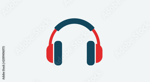 Minimalist red and blue headset icon design.