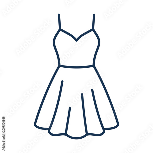 Simple dress icon representing fashion or clothing apparel with clothing