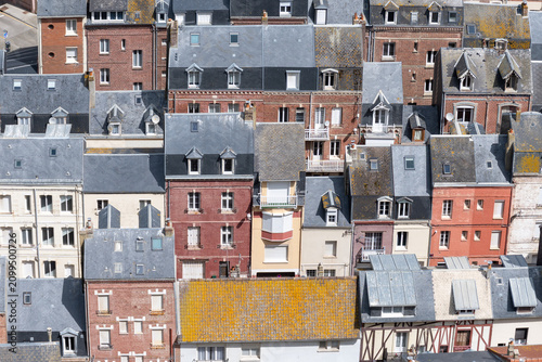 Fotografie Views of Le Treport, seaside resort in Normandy, France, with white cliffs along