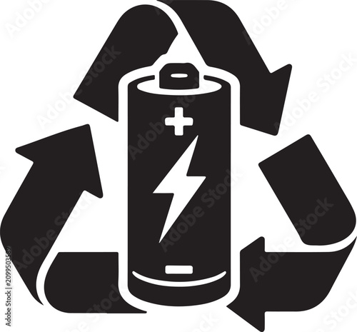 Battery Recycling Icon for Sustainable Energy Environmental Conservation and Green Technology Design