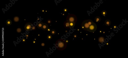 Photography Gold magic dust and flickering sparkles, abstract glowing particles cloud and bo