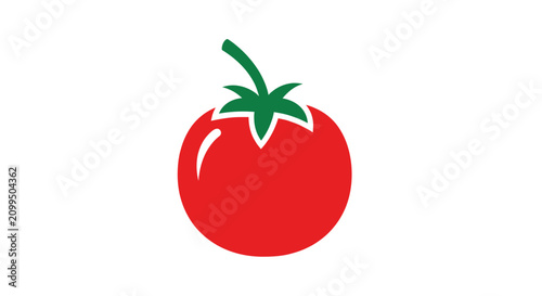 Photos Red tomato vegetable icon with green stem