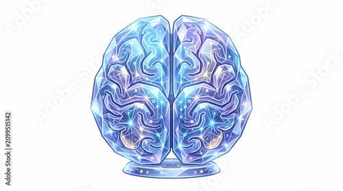 Abstract Crystal Brain with Glowing Circuits and Stars