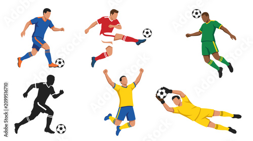 Εκτύπωση καμβά Professional vector collection featuring different football player action poses,