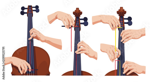 Cello Finger Positioning and Technique Educational Illustration