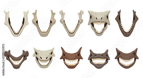 Canvastavla Set of Dinosaur Jaws and Teeth Icons