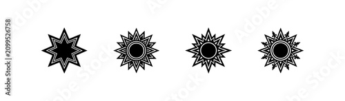 Canvastavla Sun star mandala collection black silhouette icons set of celestial geometric symbols ethnic tribal style graphic design elements astronomical shapes isolated on white background web assets