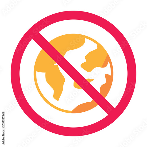 Obraz na płótnie Forbidden sign with planet earth icon, global access prohibited symbol, internat