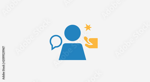 Slika na platnu Person icon with speech bubble and star.