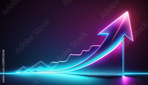 neon arrow indicating growth trend