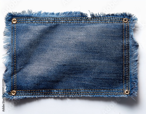 photo realistic torn rectangular denim patch