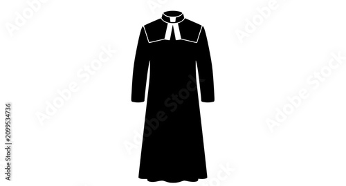 Canvastavla Traditional clergy cassock robe black and white vector illustration