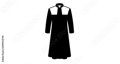 Принти на полотні Black cassock robe with white collar clergy attire vector design