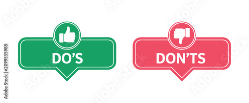 Obraz na plátně Do's and Don'ts Icons: Clear visual representation of what to do and what not to do, with distinct thumbs-up and thumbs-down icons for easy understanding