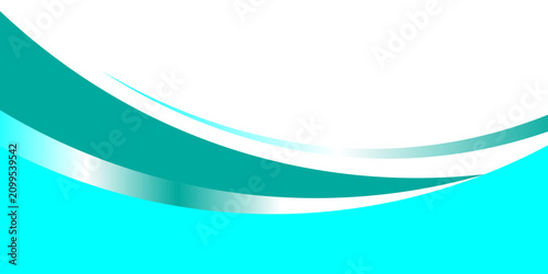 Foto Clean and dynamic turquoise cyan abstract wave background with metallic silver elements on white
