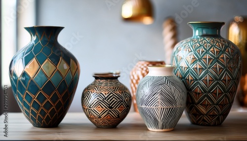 elegant ceramic vases with geometric pattern for home decor