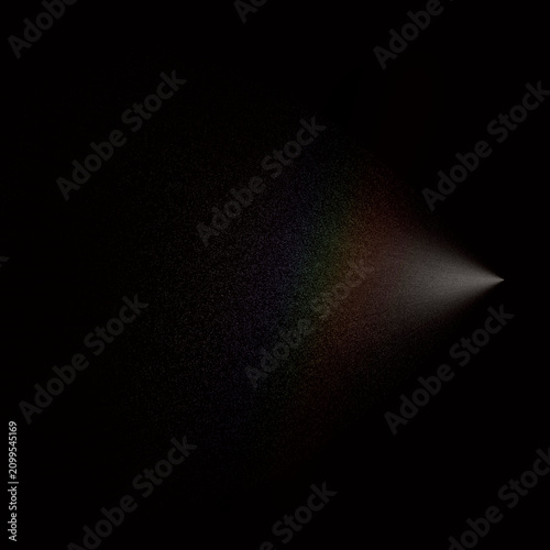 Rainbow perfume spray mist overlay on black background